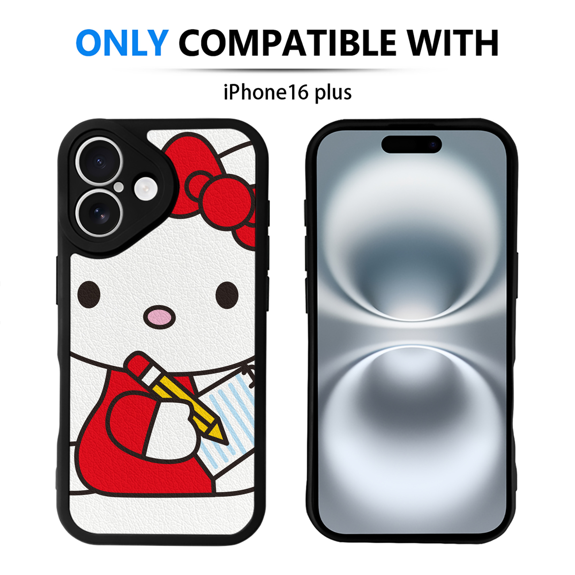 （画像用） Hello Kitty ハローキティ 【iPhone 16シリーズ対応】シリコンスマホケース（レザー調） 材質：シリコン